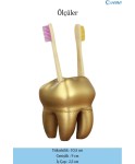 Diş Fırçalığı Tezgah Üstü Altın Renk Diş Fırçası Standı Diş Şekilli Model